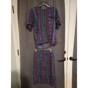 Norton McNaughton Geometric Print Skirt Set, Women's Vintage Size 14, Midi Skirt